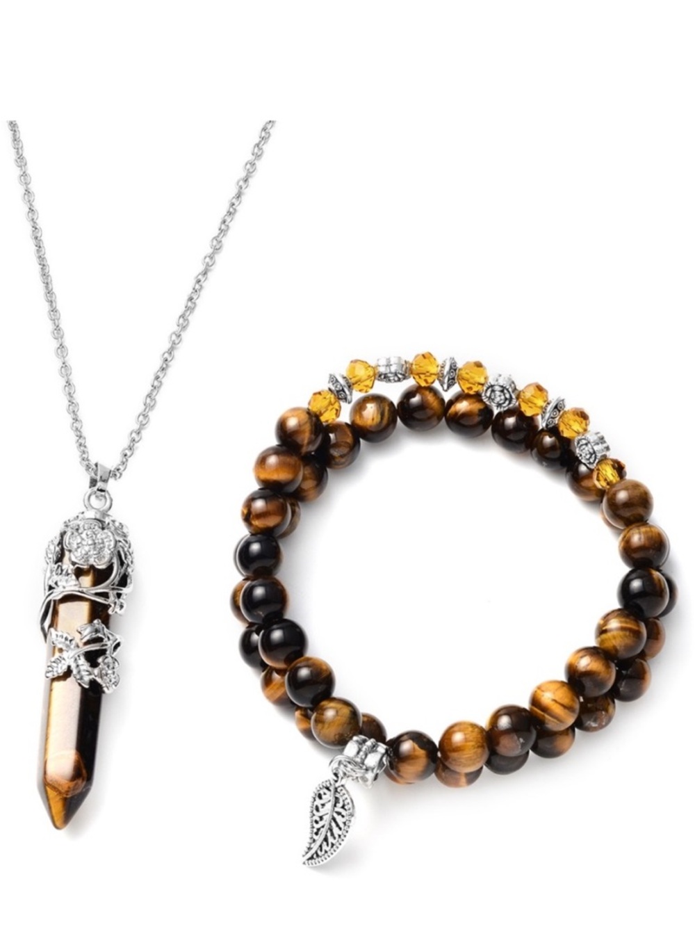 Tiger’s Eye Two Bracelet and One Necklace Set